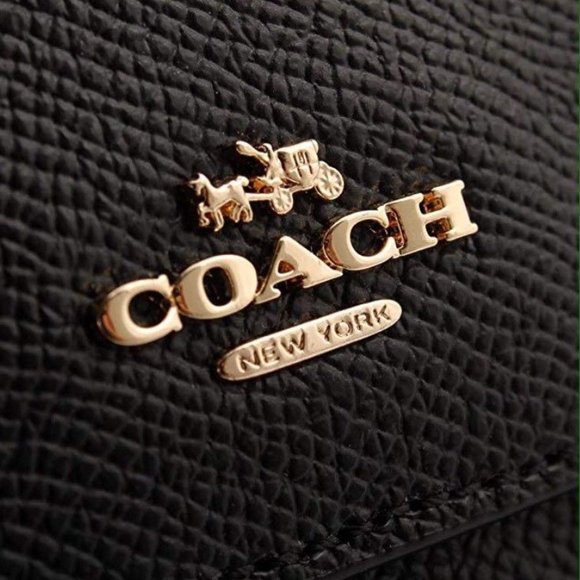 NWT NEW COACH SMALL TRIFOLD LEATHER WALLET BLACK - Picture 4 of 4